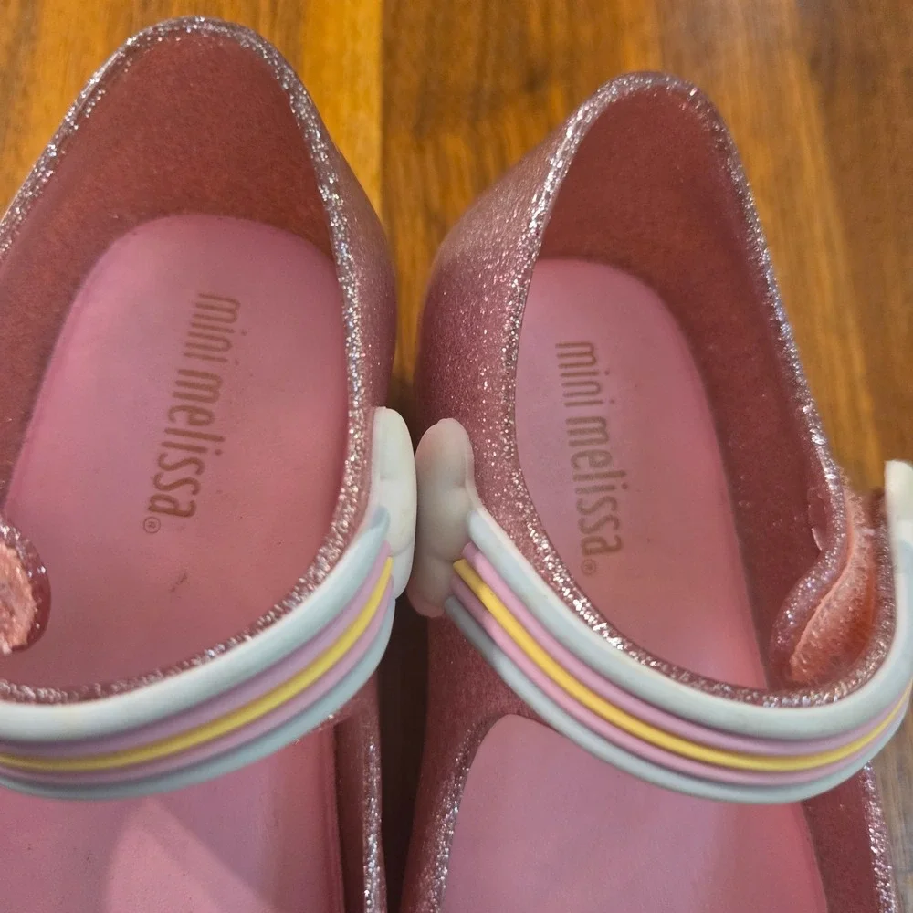 Mini Melissa Pink Ultragirl Unicorn Flats Size 7c Glitters Magical Fantasy Candy